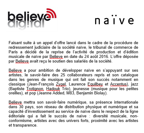 NAÏVE REPRIS PAR BELIEVE